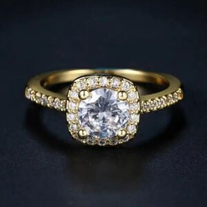 18k golden 925 Brilliant round cut Moissanite diamond engagement ring sz 8